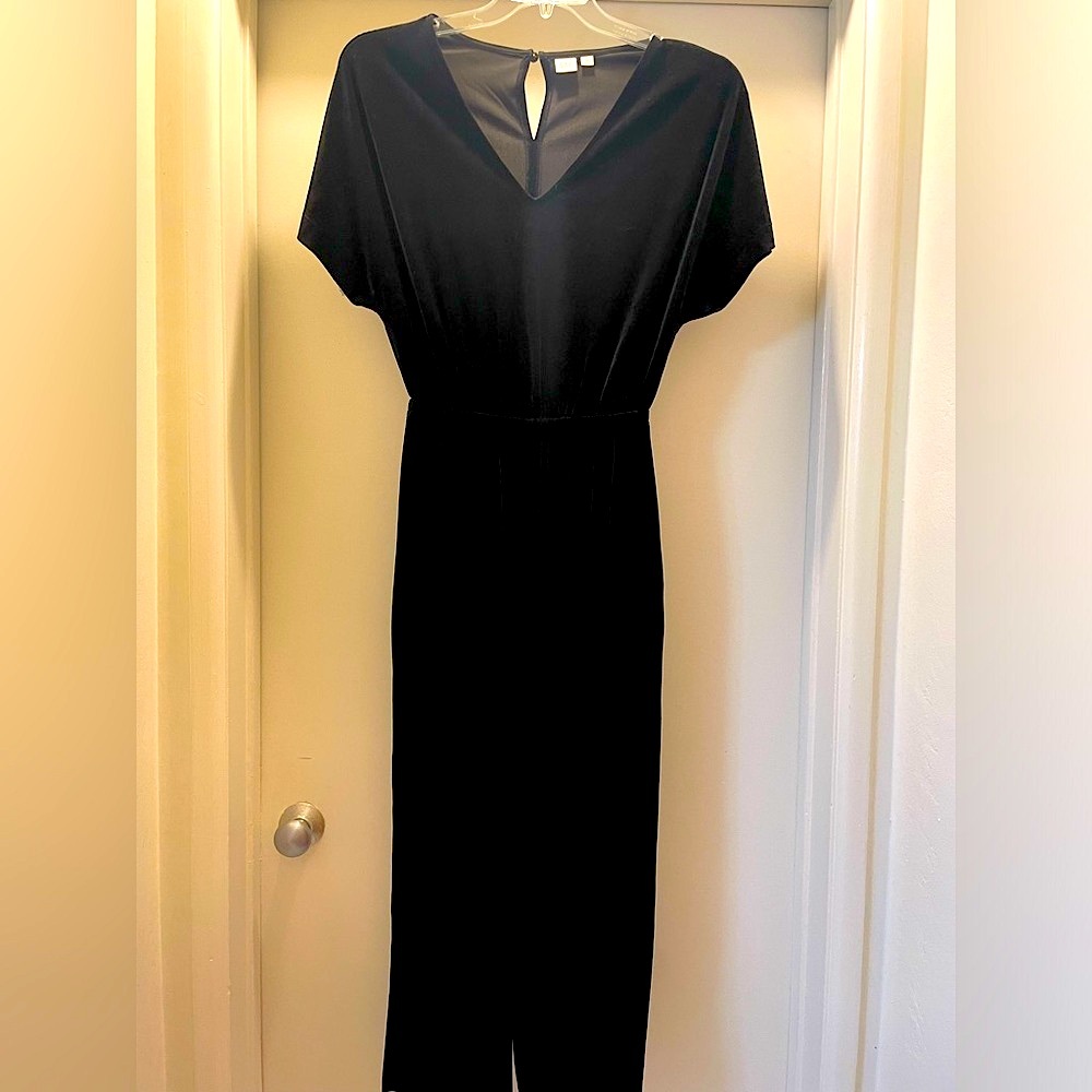 GAP Black Vervet Jumpsuit Dress XS